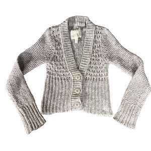 Limited Too Open Weave Knitted Cardigan Sweater | Girls 10 | gray taupe fall